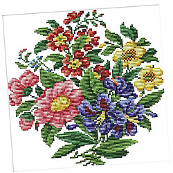 Avis Kit de Point de Croix Imprimé Fleurs pour Débutants Home Art Decor 35 x 35cm 11CT