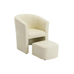 Acheter Vente-Unique Fauteuil cabriolet et pouf en simili beige JOVANA