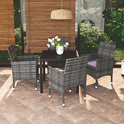 Maison Chic Mobilier à dîner 5 pcs de jardin avec coussins - Ensemble table et chaises d'extérieur - Salon/Mobilier de jardin classique Résine tressée Gris -MN49636