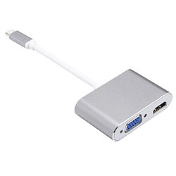 Avis Wewoo 2 en 1 VGA et gris HDMI femelle vers USB-C / Type-C mâle adaptateur de répartiteur de hub