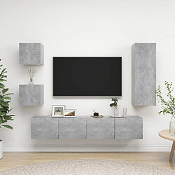 vidaXL Ensemble de meubles TV 5 pcs Gris béton Bois d'ingénierie