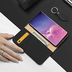 Dux Ducis Etui en cuir véritable Wish Series stand (certifié cnas/cma) noir pour votre Samsung Galaxy S10 Plus