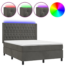 vidaXL Sommier à lattes de lit matelas et LED Gris foncé 140x190 cm