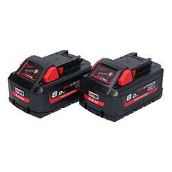 Milwaukee M18 HB8 Batterie Set 2x 18 V 8,0 Ah / 8000 mAh Li-Ion High Output ( 2x 4932471070 ) avec indicateur de charge