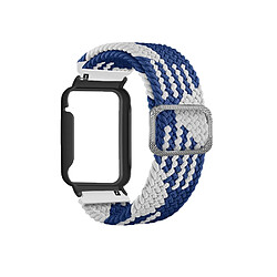 Bracelet en nylon élastique tressé pour votre Xiaomi Mi Band 7 Pro - Blue blanc/noir