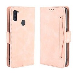 Etui en PU avec plusieurs porte-cartes rose pour votre Samsung Galaxy M11