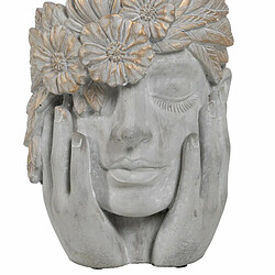 BigBuy Garden Cache-pot Gris Ciment Visage 22 x 17 x 24 cm pas cher