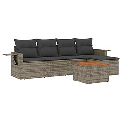 Maison Chic Salon de jardin 6 pcs avec coussins | Ensemble de Table et chaises | Mobilier d'Extérieur gris résine tressée -GKD39208