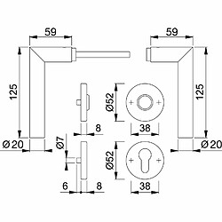 Hoppe 3286420 Garniture de poignée Amsterdam avec rosace PZ Cylindre profilé, acier inoxydable mat