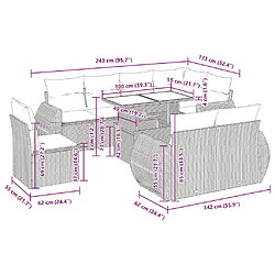 vidaXL Salon de jardin 9 pcs avec coussins noir résine tressée pas cher