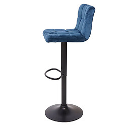 Mendler 2x Tabouret de bar HWC-G87, chaise bar/comptoir, réglable en hauteur ~ velours pétrole, pied noir