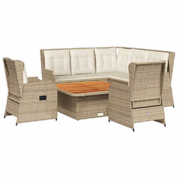 vidaXL Salon de jardin avec coussins 6 pcs beige résine tressée