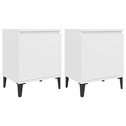 Maison Chic Lot de 2 Tables de chevet avec pieds en métal - Tables de Nuit Blanc 40x30x50 cm