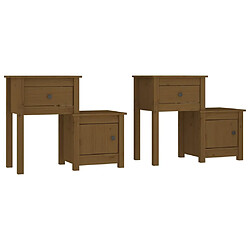 Maison Chic Lot de 2 Tables de chevet - Tables de Nuit Marron miel 79,5x38x65,5 cm Pin solide