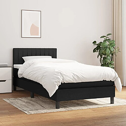 Maison Chic Structures de lit + matelas,Lit à sommier tapissier avec matelas Noir 90x190 cm Tissu -MN94293