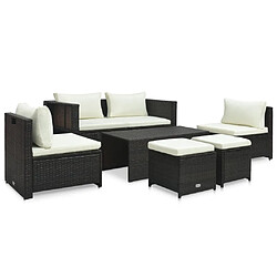 Maison Chic Salon de jardin 6 pcs + coussins - Mobilier/Meubles de jardin - Table et chaises d'extérieur Résine tressée Marron -MN23097