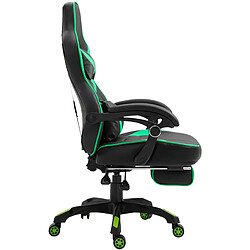 Avis Decoshop26 Fauteuil de bureau chaise gaming repose-pieds télescopique accoudoirs coussins de renforcement en PVC noir / vert 10_0002672