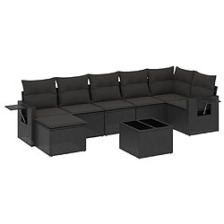 vidaXL Salon de jardin 8 pcs avec coussins noir résine tressée