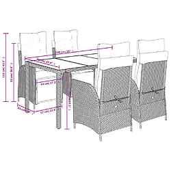 vidaXL Ensemble à manger de jardin coussins 5pcs Noir Résine tressée pas cher