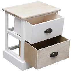 Avis Maison Chic Lot de 2 Tables de chevet, Tables de Nuit Blanc et naturel 38x28x45 cm Paulownia