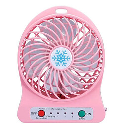 (Rose) Mini Ventilateur Portable Refroidisseur d'air à LED Ventilateur Rechargeable USB *3 Vitesses