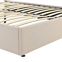 KOMHTOM Lit Double Capitonné Hydraulique 160X200 - Sommier À Lattes En Bois - Lit En Métal et Lin - Beige - Matelas Inclus pas cher