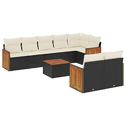 Maison Chic Ensemble Tables et chaises d'extérieur 9 pcs avec coussins,Salon de jardin noir résine tressée -GKD241691