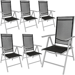 Tectake Lot de 6 chaises de jardin pliantes en aluminium - noir/gris