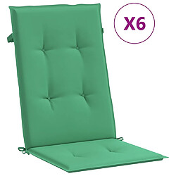 vidaXL Coussins de chaise de jardin à dossier haut lot de 6 vert tissu