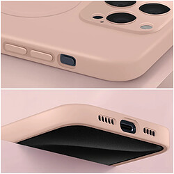 Avizar Coque Magsafe pour iPhone 15 Pro Max Silicone Soft-touch Mag Cover Rose poudré pas cher