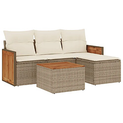 Maison Chic Salon de jardin avec coussins 5 pcs | Ensemble de Table et chaises | Mobilier d'Extérieur beige résine tressée -GKD42674