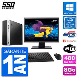 PC HP ProDesk 400 G4 SFF Ecran 27" Intel G4400 RAM 8Go SSD 480Go Windows 10 Wifi - Occasion