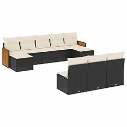 Maison Chic Salon de jardin 10 pcs avec coussins | Ensemble de Table et chaises | Mobilier d'Extérieur noir résine tressée -GKD45628