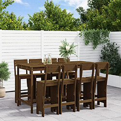 Maison Chic Table de bar et chaises d'extérieur 9 pcs,Ensemble de bar de jardin pour relax marron miel bois de pin massif -GKD270878