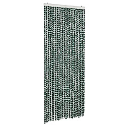 vidaXL Rideau anti-mouches vert et blanc 100x200 cm chenille