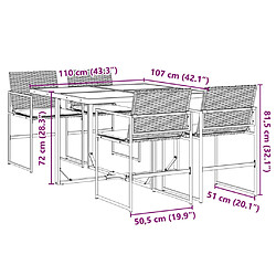 vidaXL Ensemble à manger de jardin coussins 5pcs noir résine tressée pas cher