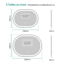 EMKE Miroir lumineux salle de bain ovale 70x50cm, Miroir LED avec Interrupteur Tactile, Anti-buée, Miroir avec éclairage Lumière Froide/Chaude/Neutre pas cher