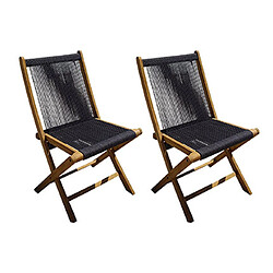 Mes Lot de 2 chaises de jardin 57x50x88 cm en cordes et teck