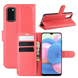 Etui en PU surface de litchi avec support rouge pour votre Samsung Galaxy A41