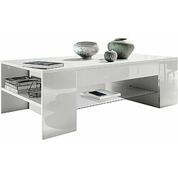 Mpc Table De Salon Blanc Mat/blanc Haute Brillance (118 X 37 X 60 Cm)