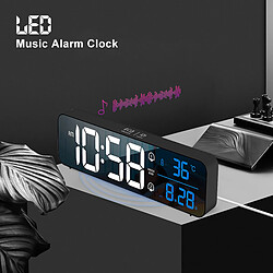 Acheter Miroir De Chevet Music Digital Clock LED Avec Température 2 Alarmes Noir