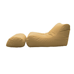 Alter Chaise longue de salon moderne, Made in Italy, Fauteuil avec repose-pieds en nylon, Pouf rembourré pour chambre, 120x80h60 cm, Couleur Beige