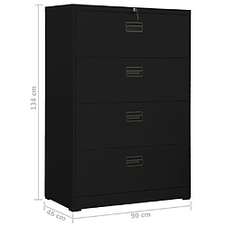 vidaXL Classeur Noir 90x46x134 cm Acier pas cher