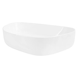 ML-Design Lavabo en Céramique Blanc Brillant 55 x 42 x 14 cm, Ovale, Vasque à Poser sur Table de Toilette, Lave-Mains pour la Salle de Bains / WC Invités, Design Minimaliste Moderne