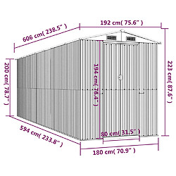 vidaXL Abri de jardin Vert 192x606x223 cm Acier galvanisé pas cher