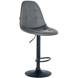 Decoshop26 Tabouret de bar x1 avec repose-pieds hauteur réglable pivotant assise en PVC gris cadre métallique noir 10_0004815