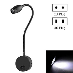 Wewoo Applique murale Luminaire 3W 160 LM 3000-3200K Noir Shell Flexible col de cygne LED Wall Mount lumière Lampe de lecture murale, obtenu la certification CE / FCC, longueur de de cygne: 30cm, Plug EU de livraison par défaut blanche