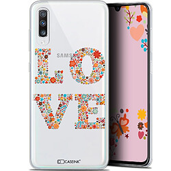 Caseink Coque Pour Samsung Galaxy A70 (6.7 ) [Gel HD Collection Summer Design Love Flowers - Souple - Ultra Fin - Imprimé en France]