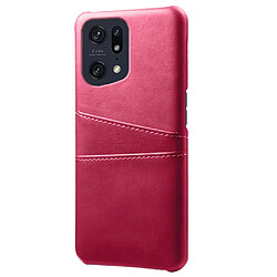 Coque en TPU + PU antichoc, anti-rayures avec porte-cartes, rose pour votre Oppo Find X5 Pro