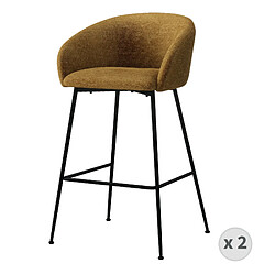 Moloo CHLOE-Fauteuil de bar en tissu Luxury Moutarde et métal noir (x2)